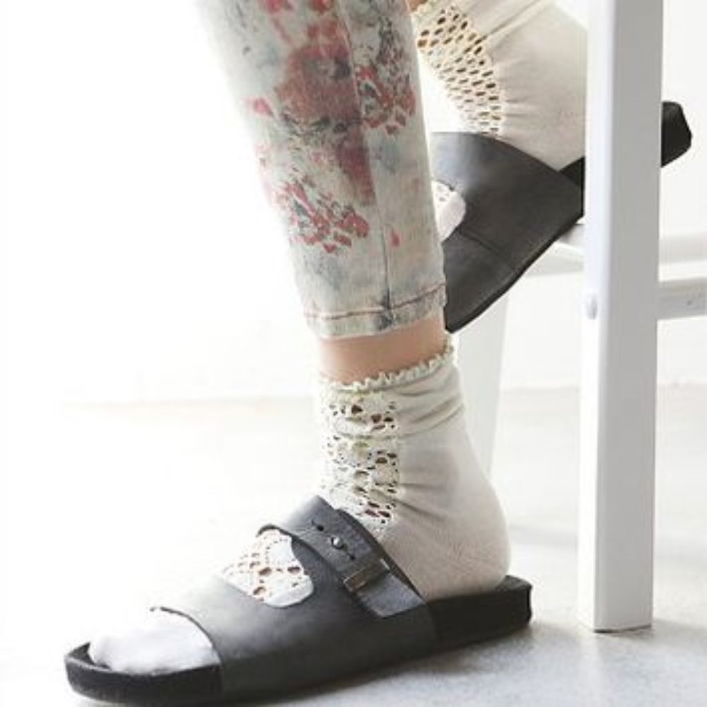 Free People leather flat slide sandals - Picture 3 of 9